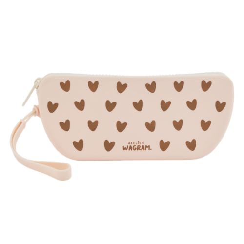 Les Petits Marmots | Trousse en silicone à coeurs - Crème