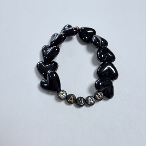 Les Petits Marmots | Bracelet coeurs noirs - Maman 