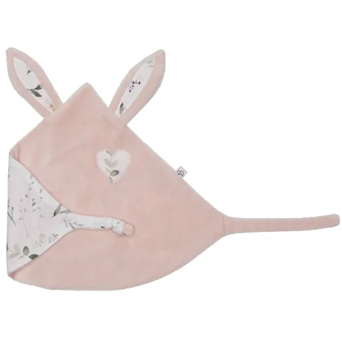 Les Petits Marmots | Doudou lapin petit coeur - Blush impr. botanique
