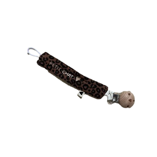 Les Petits Marmots | Attache tétine léopard foncé - Petit chat