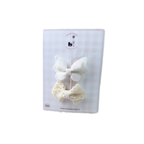 Les Petits Marmots | Duo de barrettes - Papillon blanc
