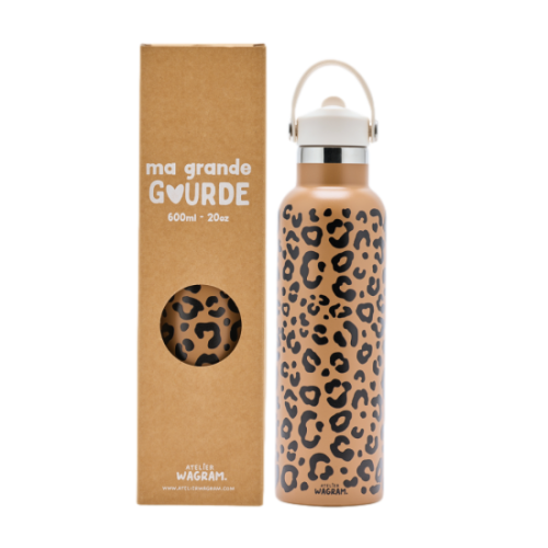 Les Petits Marmots | Gourde acier inoxydable 600ml - Léopard marron