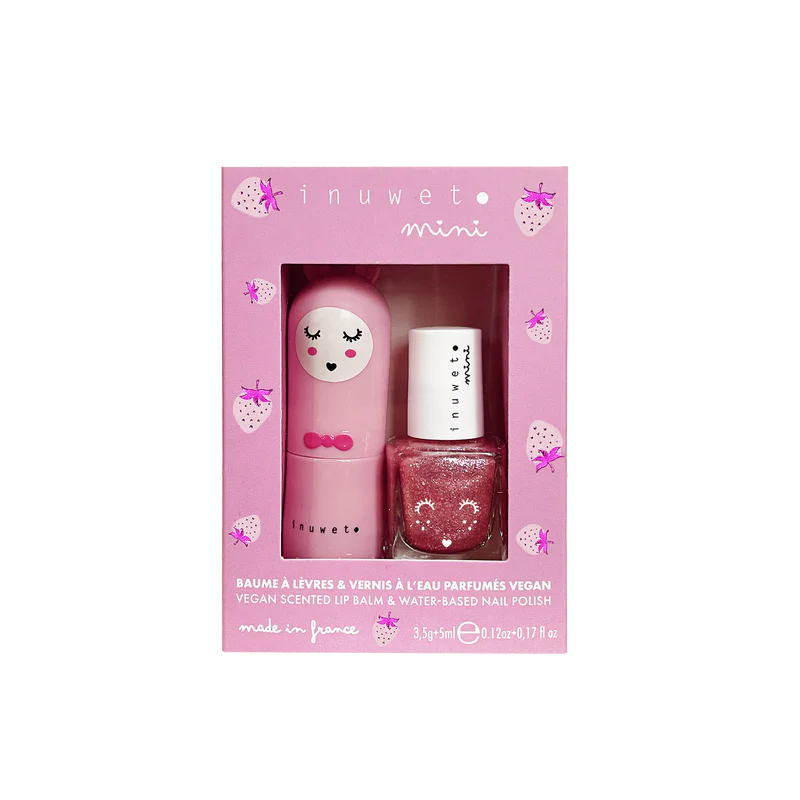 Les Petits Marmots | Duo baume et vernis kids - Rose clair (fraise)