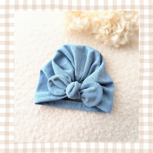Les Petits Marmots | Turban jersey pointelle - Bleu 