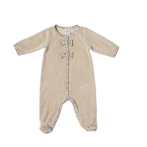 Les Petits Marmots | Pyjama hiver en velours beige - Afternoon tea