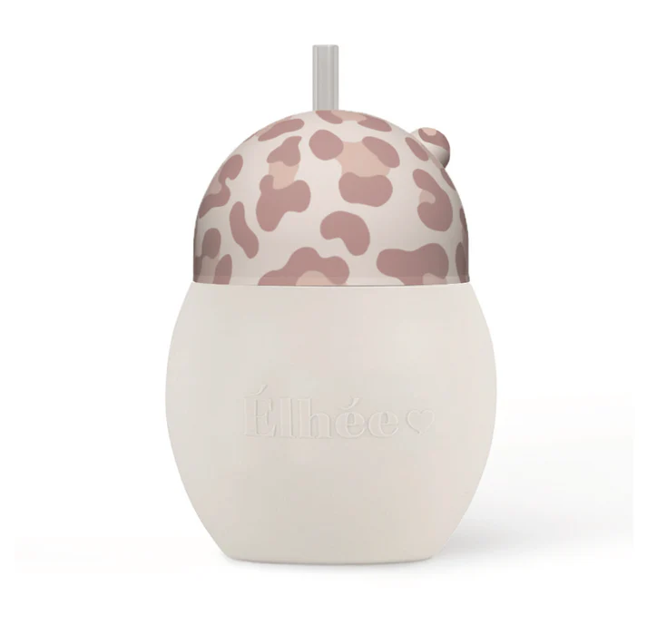 Les Petits Marmots | Biberon Elhée - Coconut - Tasse à paille lestée Graouu Pink