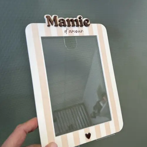 Les Petits Marmots | Cadre photo rayures beige - Mamie d'amour