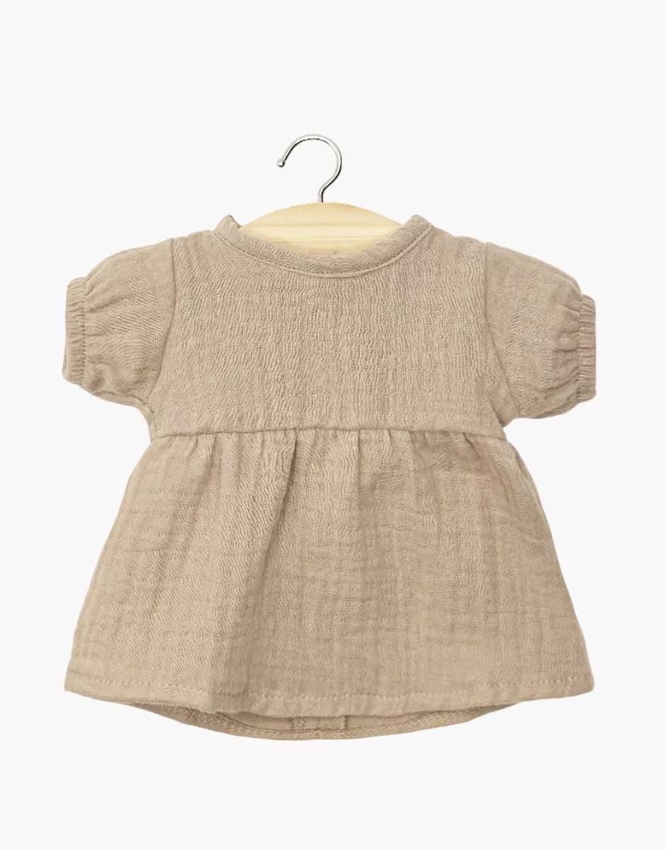 Les Petits Marmots | Babies - Robe Faustine à manches ballons en gaze de coton latte