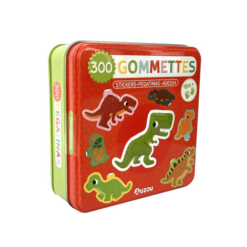 Les Petits Marmots | Boîte en métal de 300 gommettes - Les dinosaures