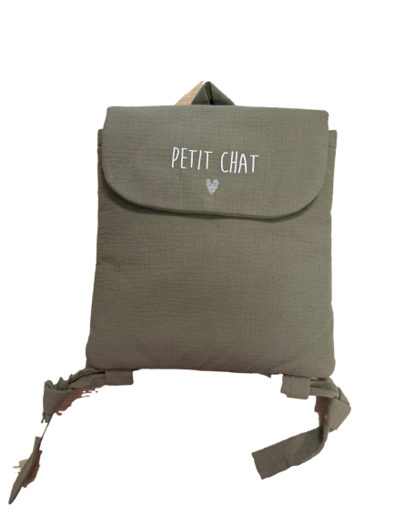 Les Petits Marmots | Sac à dos vert - Petit chat