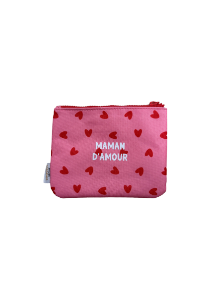 Les Petits Marmots | Pochette/porte monnaie - Rose coeur rouge