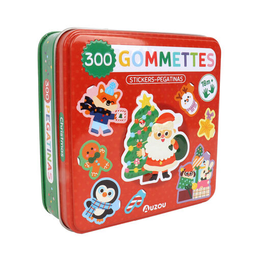 Les Petits Marmots | Boîte en métal de 300 gommettes - Noël