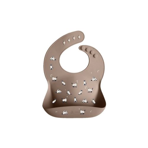 Les Petits Marmots | Bavoir en silicone - Minouche taupe