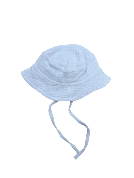 Les Petits Marmots | Bob doublé gaze de coton avec liens - Blanc