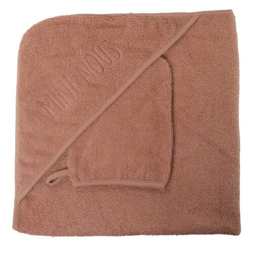 Les Petits Marmots | Cape de bain 70x70cm et gant - Terracotta
