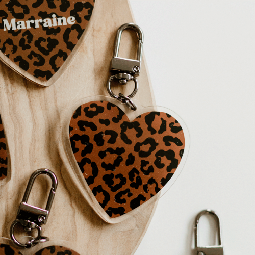 Les Petits Marmots | Porte-clés coeur léopard foncé