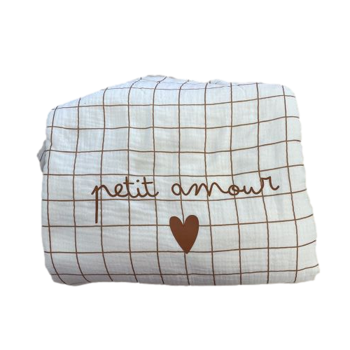 Les Petits Marmots | Couverture Pilou grands carreaux - Petit amour