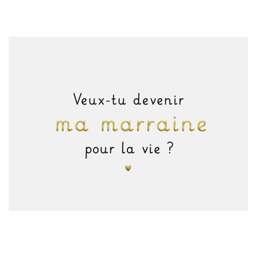 Les Petits Marmots | Carte A6 annonce Zü - Veux-tu devenir ma marraine pour la vie ? 